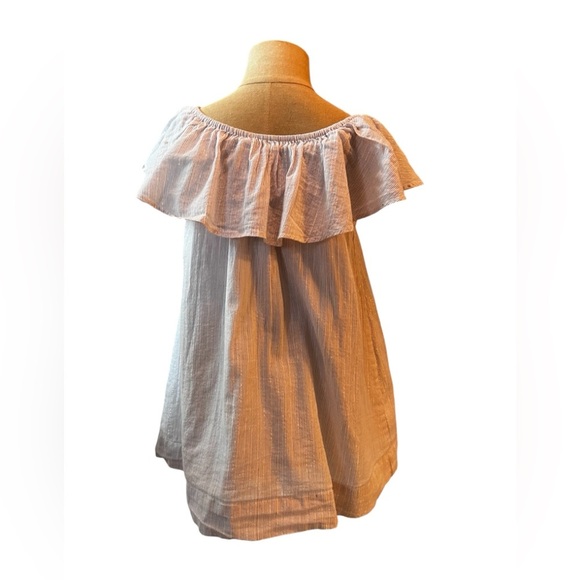 Molo girls cute white top with metallic pinstripe and ruffle collar size 7/8 - Picture 3 of 10